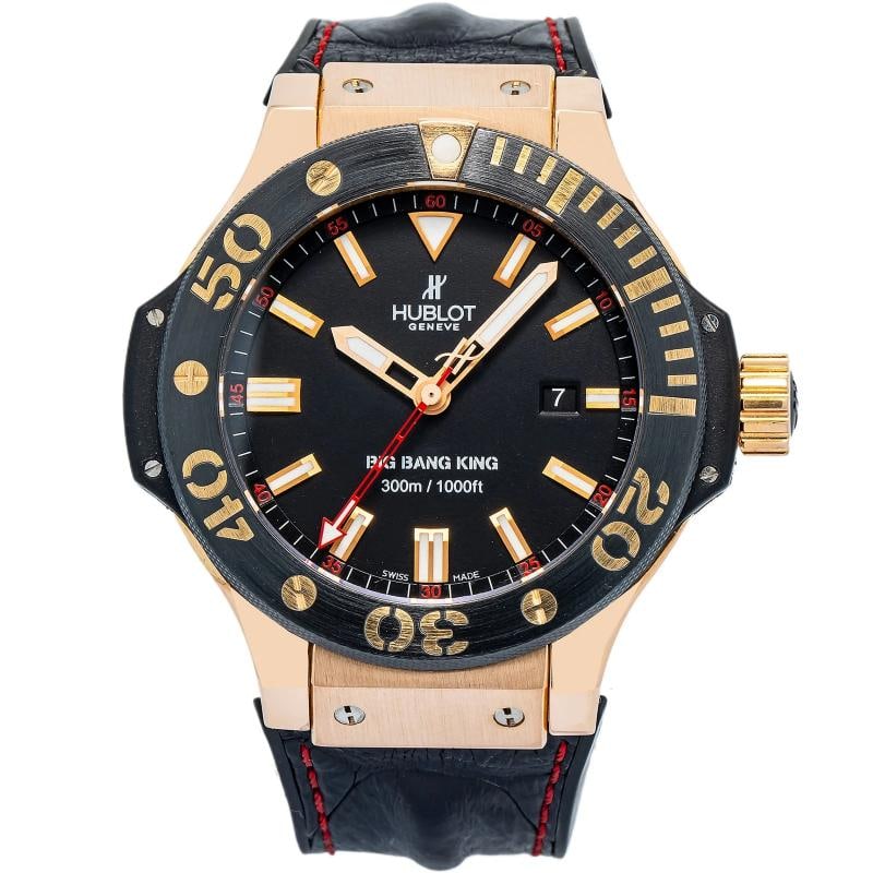 Hublot Big Bang King 322.PM.100.RX Auto 18k Rose Gold Black Dial Men Watch 48mm: Case Size 48mm Wrist Fit 8.25inches Box No Papers No Condition Ã¢â‚¬â€ Excellent Full Specifications Brand Hublot Model Big Bang King Customized No