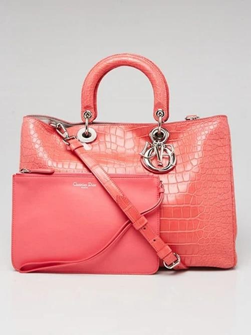 Christian Dior Pink Alligator Large Diorissimo Tote Bag (1 of 12)