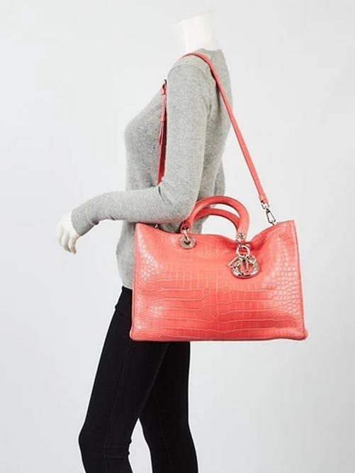 Christian Dior Pink Alligator Large Diorissimo Tote Bag - 2