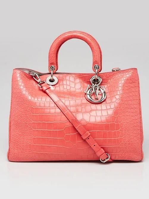 Christian Dior Pink Alligator Large Diorissimo Tote Bag - 6