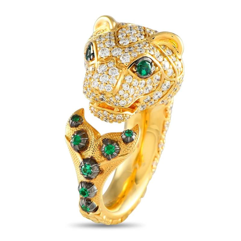 Gucci High Jewelry Collection 18K Yellow Gold 2.50ct Diamond and Tsavorite Tige - 2