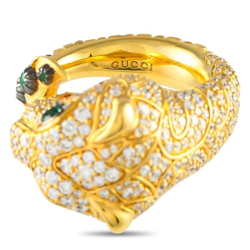 Gucci High Jewelry Collection 18K Yellow Gold 2.50ct Diamond and Tsavorite Tige - 4
