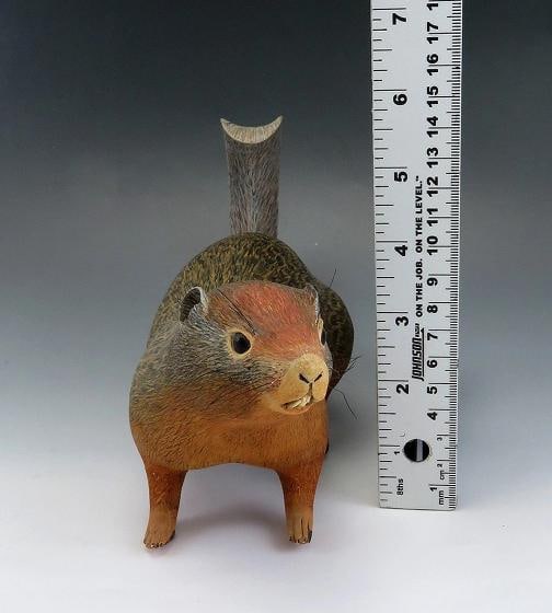 Realistic Hand Made Naturalist Ground Squirrel Museum Quality Wood Figure - 7