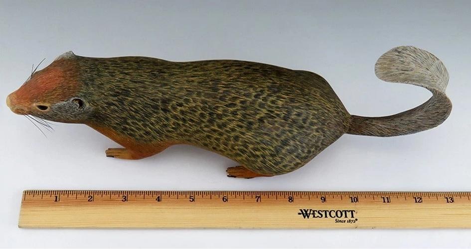 Realistic Hand Made Naturalist Ground Squirrel Museum Quality Wood Figure - 8