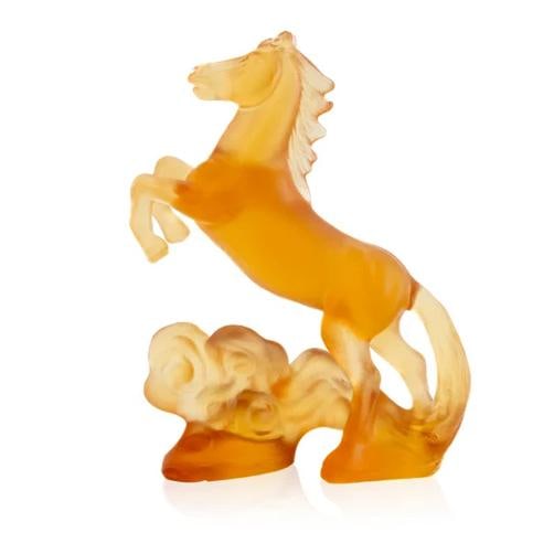 DAUM CRYSTAL NUMBERED ED AMBER HOROSCOPE HORSE FIGURINE #05859-1 BRAND NIB (1 of 2)