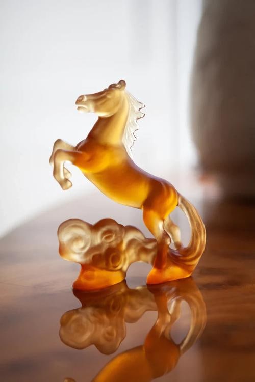 DAUM CRYSTAL NUMBERED ED AMBER HOROSCOPE HORSE FIGURINE #05859-1 BRAND NIB - 2
