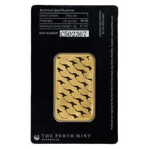 1 oz Gold Perth Mint Bar .9999 Fine in Sealed Assay Card - 2