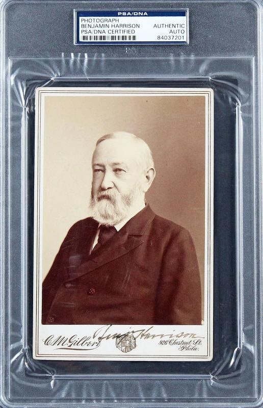 Benjamin Harrison Authentic Signed 4.25x6.5 Cabinet Photo PSA/DNA Slabbed - 4