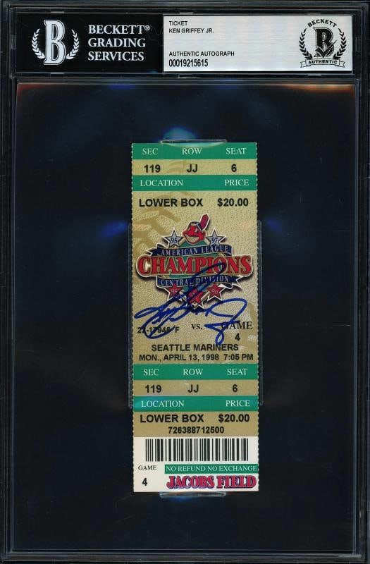 Ken Griffey Jr. Signed 4/13/98 300th HR Ticket Seattle Mariners Beckett (1 of 2)