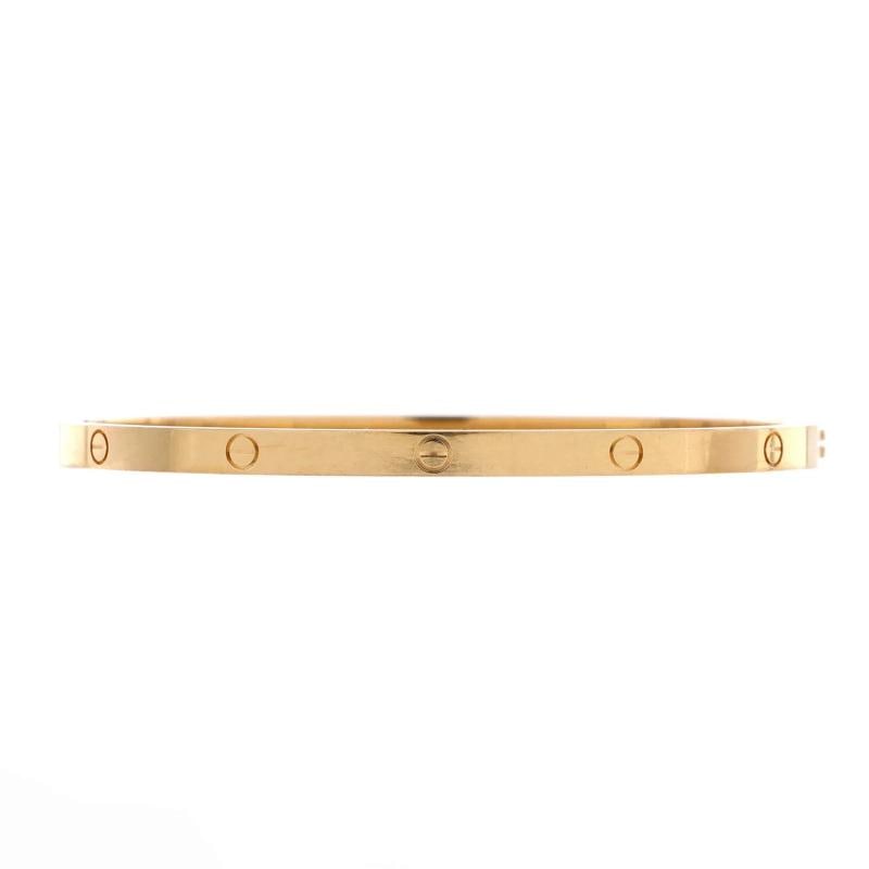 Cartier Love Bracelet 18K Yellow Gold Small: Measurements: Circumference: 6.60 ", Width: 3.65 mm . Condition: Pre-owned - Good,Brand: Cartier,Main Stone: Unknown,Metal: 18K Yellow Gold,Metal Purity: 18K,Style: Bracelet,Type: Bracelet,Color: