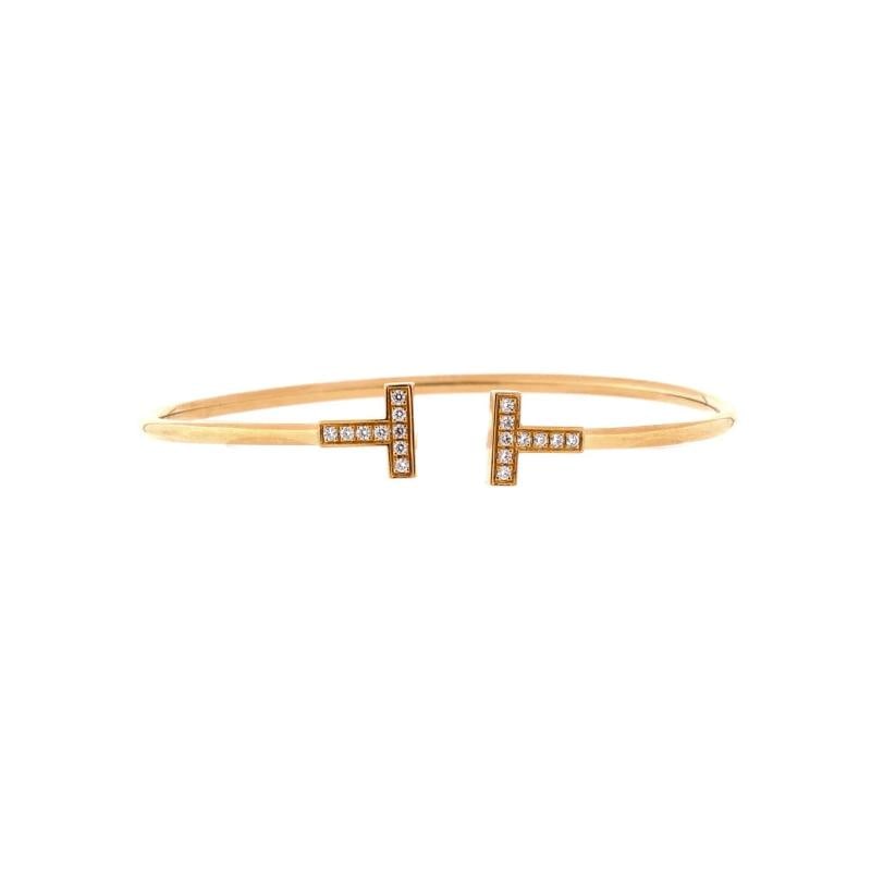 Tiffany & Co. T Wire Bracelet 18K Yellow Gold and Diamonds (1 of 3)