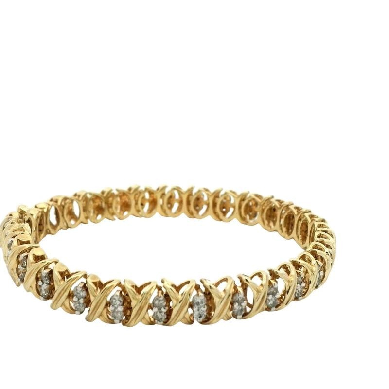 1.8CTW Diamond Bracelet In 14K Yellow Gold - 2
