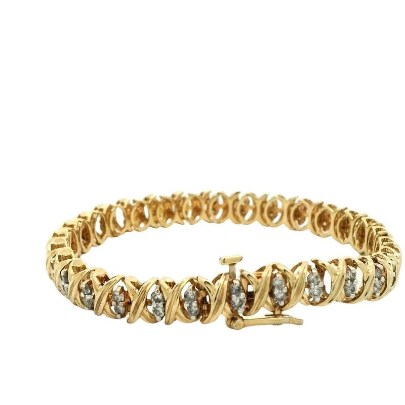 1.8CTW Diamond Bracelet In 14K Yellow Gold - 4