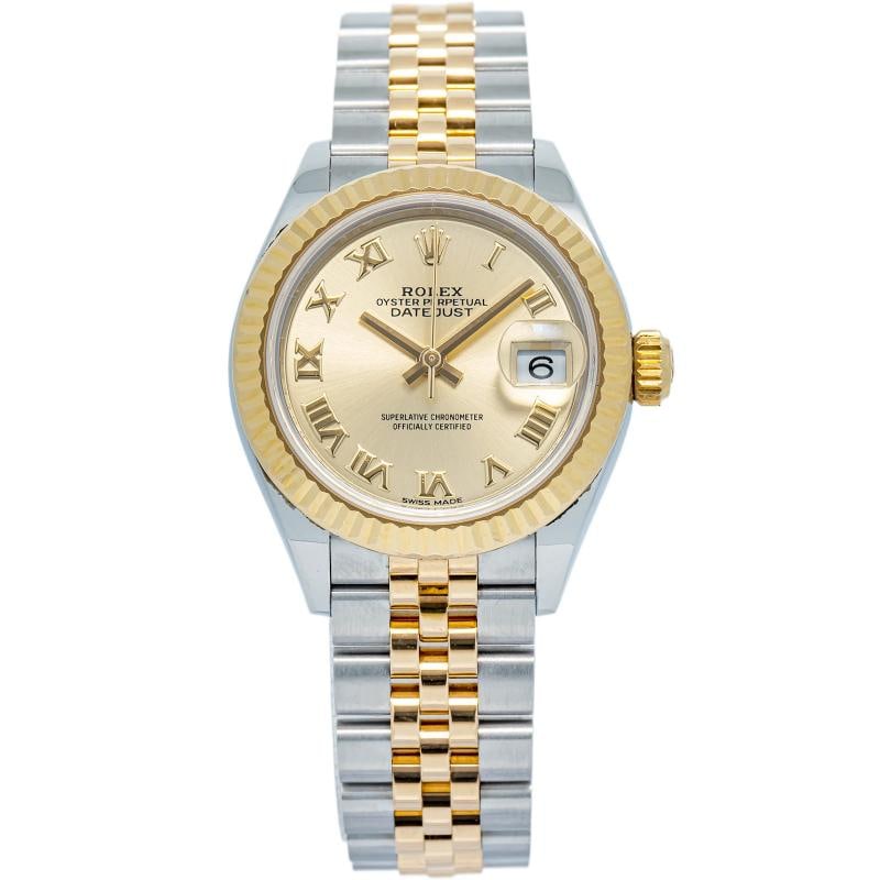 Rolex Datejust 279173 18k Jubilee Two Tone Champagne Dial Women's Watch 28mm: Condition: Pre-owned - Good: This item has been gently used but is in good condition. It might have a few signs of wear, like light scratches or tarnishing. All imperfections should be shown and descr