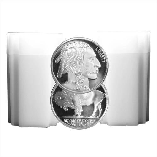 Lot of 40 - 1 Troy oz Buffalo .999 Fine Silver Round 2 Full Rolls: Certification: Uncertified,Brand: SilverTowne Mint,Circulated/Uncirculated: Uncirculated,Metal Content: 40 oz,Fineness: 0.999,Metal: Silver,Grade: Ungraded,Strike Type: Business,Precious Metal Form: