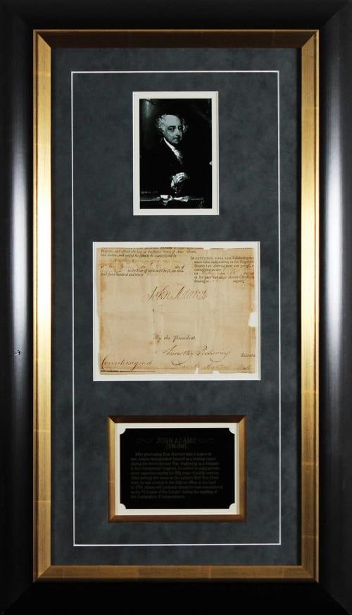 John Adams Cut Signature Framed Display Dated 1799 (Beckett LOA): Condition: Used: An item that has been used previously. See the sellerÃ¢â¬â¢s listing for full details and description of any imperfections. ,Autograph Authentication: