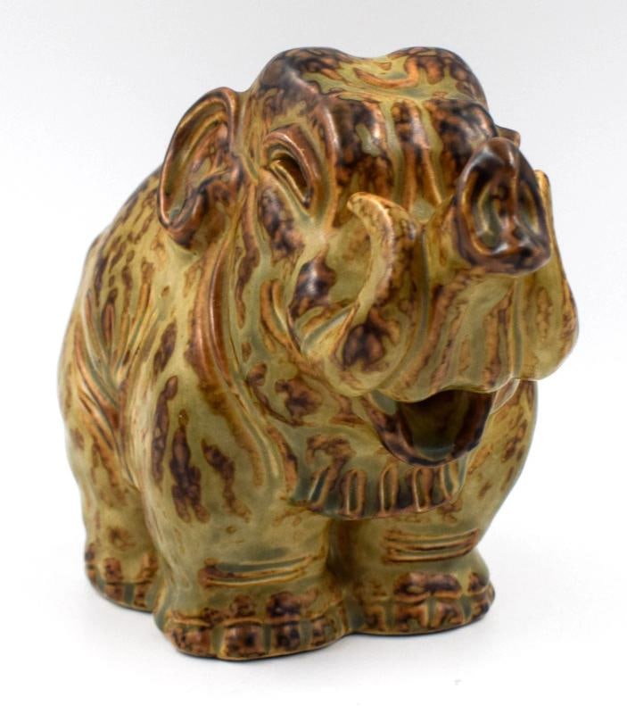 Royal Copenhagen Knud Kyhn Stoneware Art Deco Large Elephant, Signed - 2