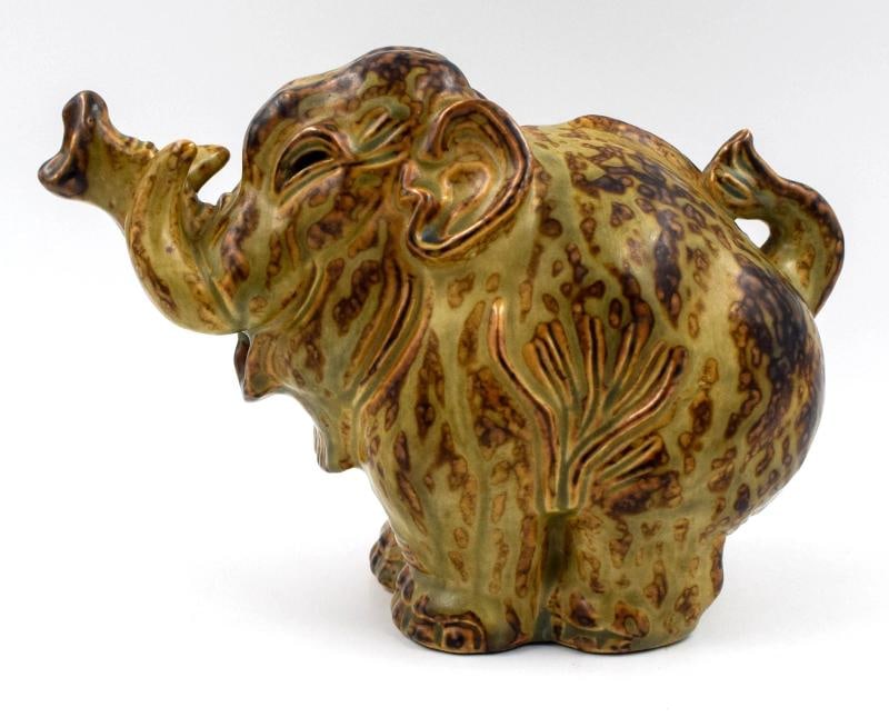 Royal Copenhagen Knud Kyhn Stoneware Art Deco Large Elephant, Signed - 3