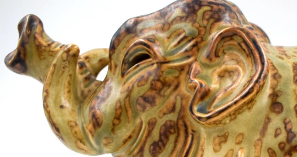 Royal Copenhagen Knud Kyhn Stoneware Art Deco Large Elephant, Signed - 5