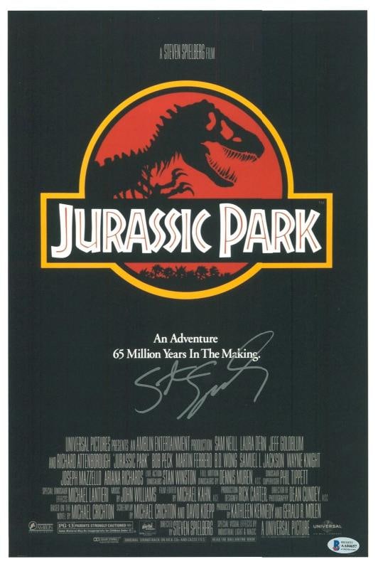 STEVEN SPIELBERG SIGNED AUTOGRAPH JURASSIC PARK 12X18 PHOTO POSTER BECKETT BAS: Industry: Movies,Personalize: No,Movie: Jurassic Park,Signed by: STEVEN SPIELBERG,Autograph Authentication: Beckett,Object Type: Photograph,Original/Reproduction: Original,Country of Origin: United