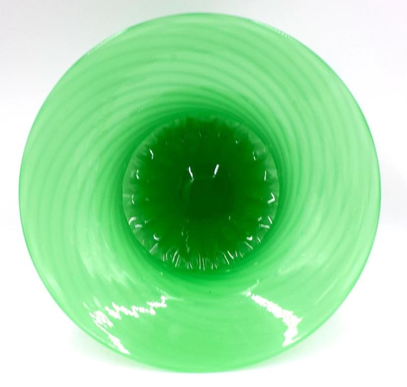 Steuben art Glass Green Jade Vase - Bowl - Signed - 5