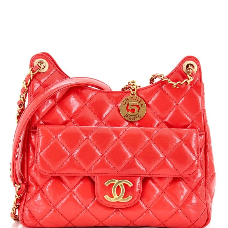 Chanel Wavy CC Hobo Quilted Crumpled Calfskin Medium: Accessories: Dust Bag Measurements: Height 8", Width 9", Depth 2.5". Condition: Pre-owned - Excellent,Brand: Chanel,Exterior Material: Leather,Style: Hobos,Exterior Color: Red,Department: Women,Size: