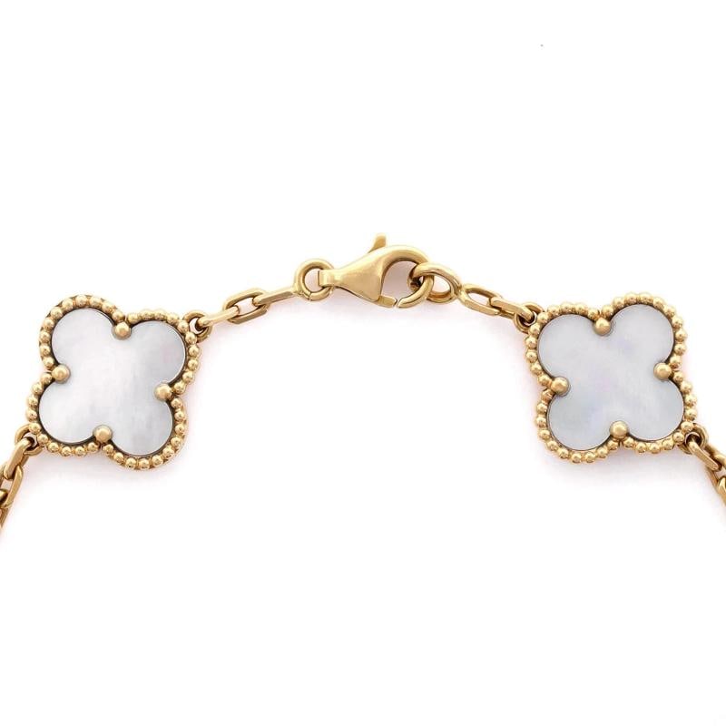Van Cleef & Arpels Vintage Alhambra 5 Motifs Bracelet 18K Yellow Gold and Mother - 2
