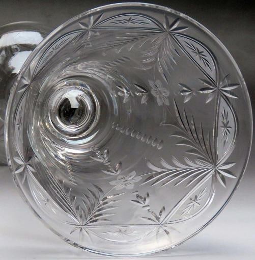 Large Impressive American Cut & Etched Glass Vase w Controlled Bubble Stem - 2