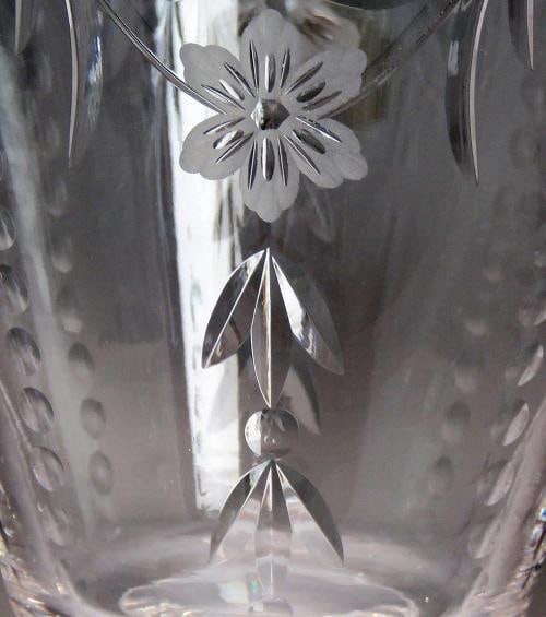 Large Impressive American Cut & Etched Glass Vase w Controlled Bubble Stem - 4