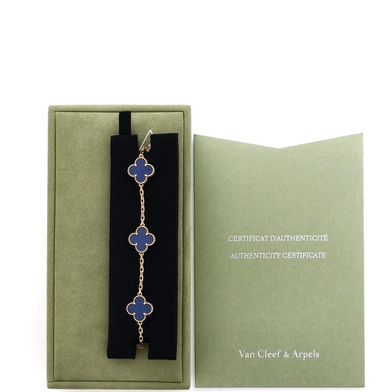 Van Cleef & Arpels Vintage Alhambra 5 Motifs Bracelet 18K Yellow Gold and Agate - 2