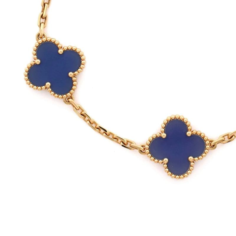 Van Cleef & Arpels Vintage Alhambra 5 Motifs Bracelet 18K Yellow Gold and Agate - 3