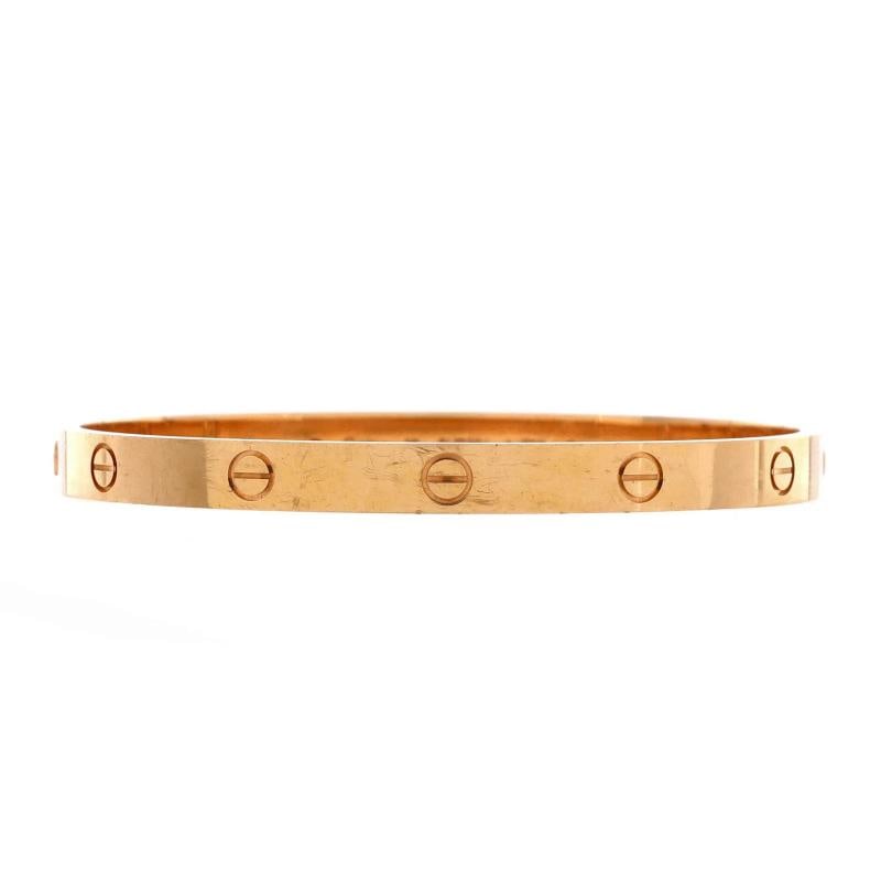 Cartier Love Bracelet 18K Yellow Gold: Measurements: Circumference: 6.20 ", Width: 5.80 mm . Condition: Pre-owned - Good,Brand: Cartier,Main Stone: Unknown,Metal: 18K Yellow Gold,Metal Purity: 18K,Style: Bracelet,Type: Bracelet,Color: