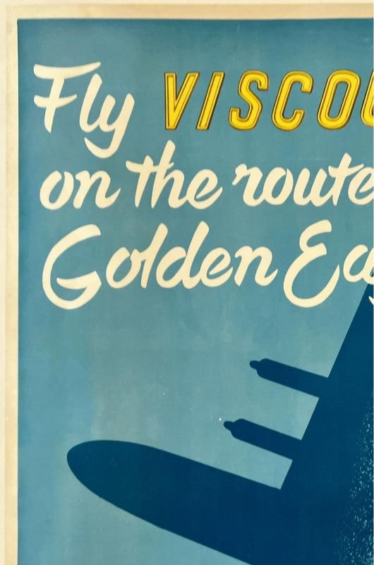 Original Vintage Poster INDIAN AIRLINES VISCOUNT Airline Travel Tourism LINEN - 2