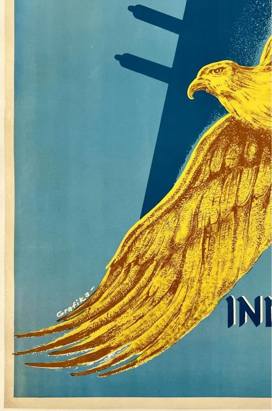 Original Vintage Poster INDIAN AIRLINES VISCOUNT Airline Travel Tourism LINEN - 4