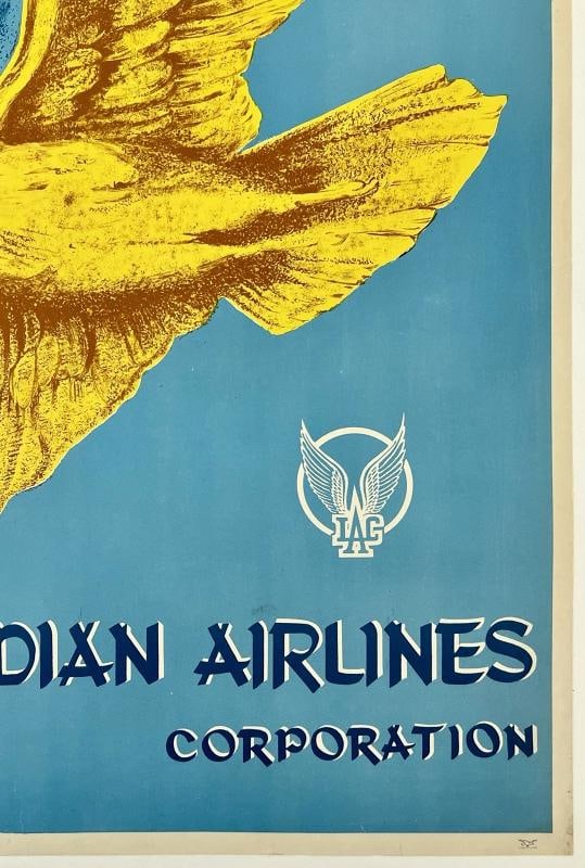 Original Vintage Poster INDIAN AIRLINES VISCOUNT Airline Travel Tourism LINEN - 5