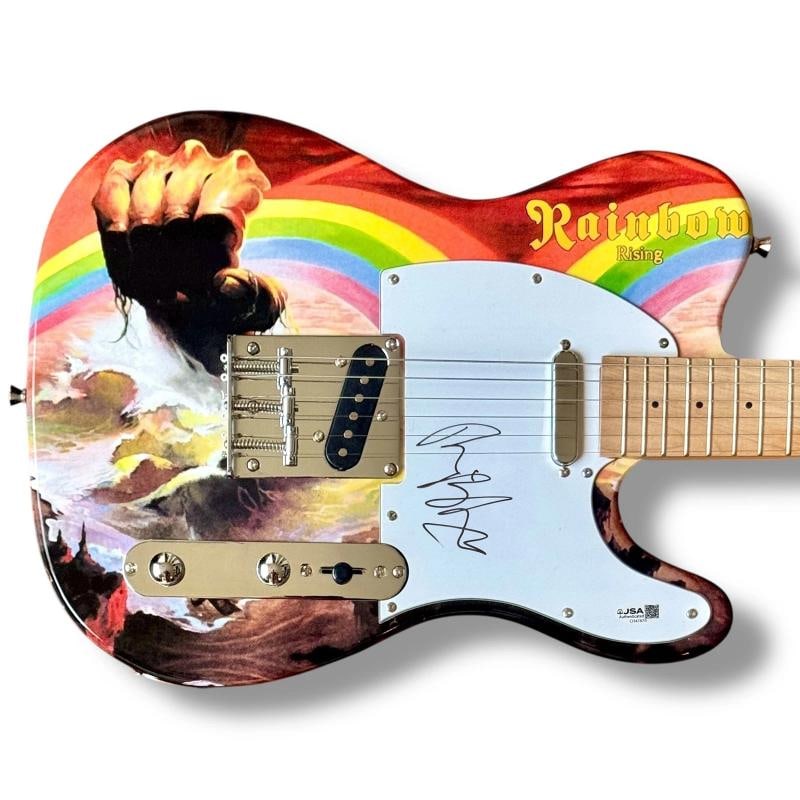 Ritchie Blackmore Signed Guitar Custom Graphics JSA COA Rainbow Rising: Industry: Music,Signed: Yes,Autograph Authentication: James Spence (JSA),Object Type: Guitar & Guitar Pick,Original/Reproduction: Original,Country of Origin: United States