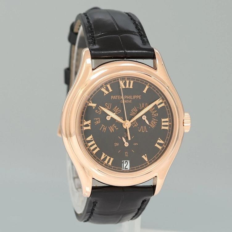 MINT Patek Philippe Rose Gold Annual Calendar 5035r Black Roman 37mm Watch Box - 3