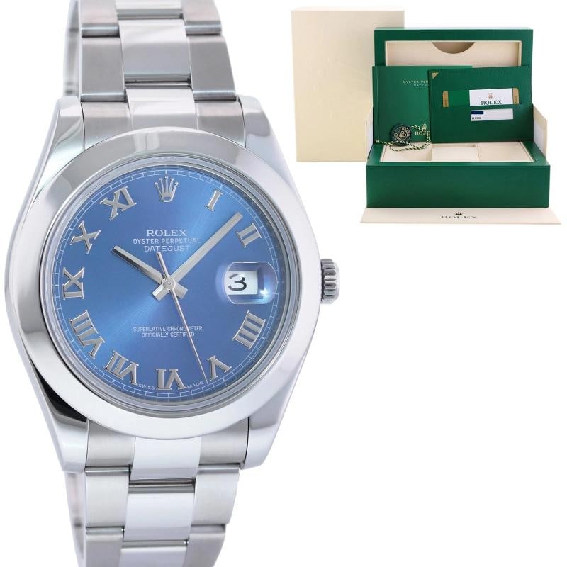 2014 PAPERS MINT Rolex DateJust II 116300 Azzurro Blue Roman Dial Steel 41mm Box/Papers: Condition: Pre-owned - Excellent,Brand: Rolex,Department: Men,Type: Wristwatch,Country of Origin: Switzerland 