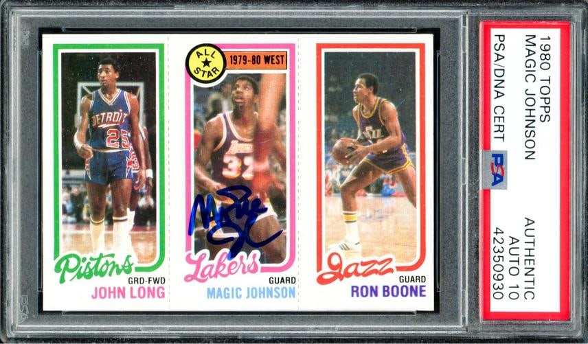 Magic Johnson Signed 1980-81 Topps RC Lakers Auto GM 10 PSA/DNA: Condition: Ungraded - Very good: Not in original packaging or professionally graded ,Player/Athlete: Magic Johnson,Player: Magic Johnson,Team: Los Angeles Lakers,Sport: Basketball,Product: