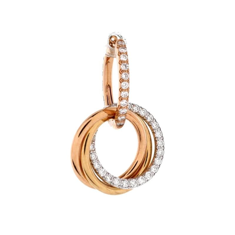 Cartier Trinity Hoop Dangle Earrings 18K Tricolor Gold with Diamonds - 2