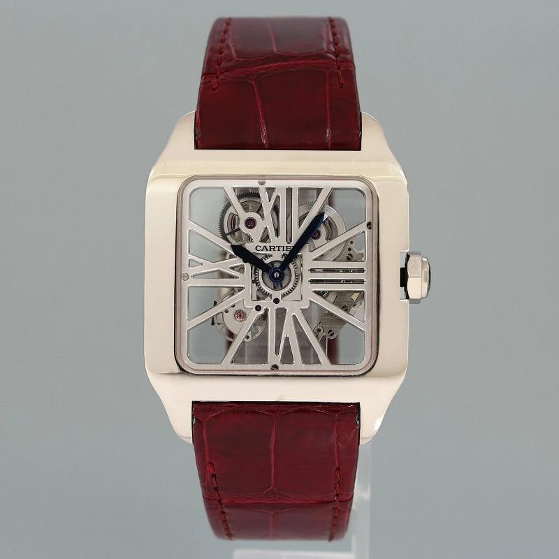 PAPERS MINT Cartier White Gold Leather Dumont Skeleton W2020033 Manual Wind - 2