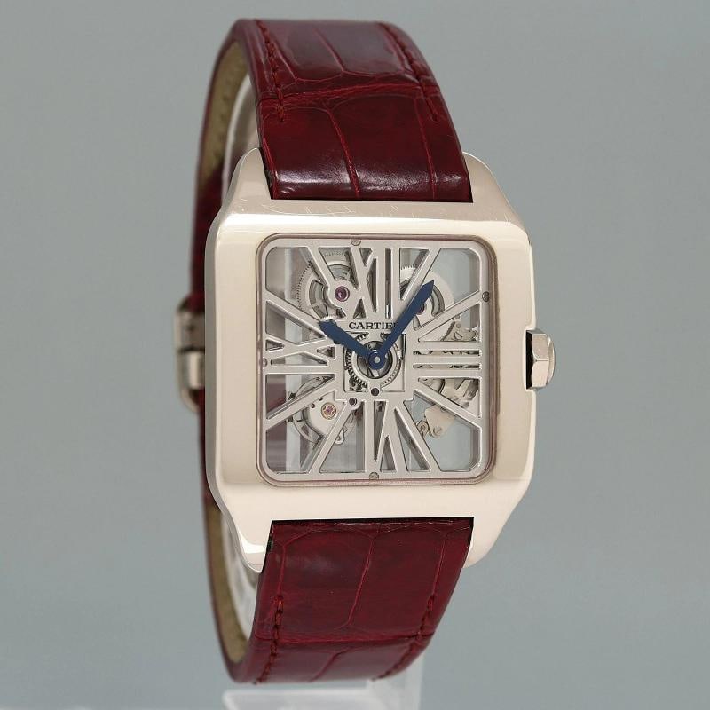 PAPERS MINT Cartier White Gold Leather Dumont Skeleton W2020033 Manual Wind - 3