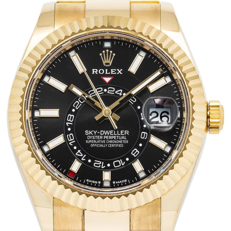 Rolex Sky-Dweller 336938 MINT 18k Yellow Gold Black Dial Men's Watch 42mm - 2