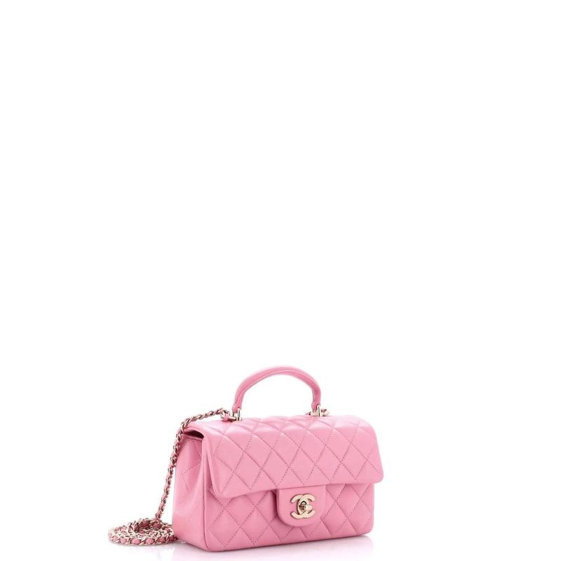 Chanel Classic Single Flap Top Handle Bag Quilted Lambskin Mini - 2