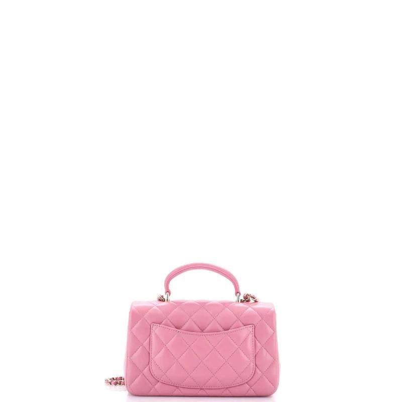 Chanel Classic Single Flap Top Handle Bag Quilted Lambskin Mini - 3