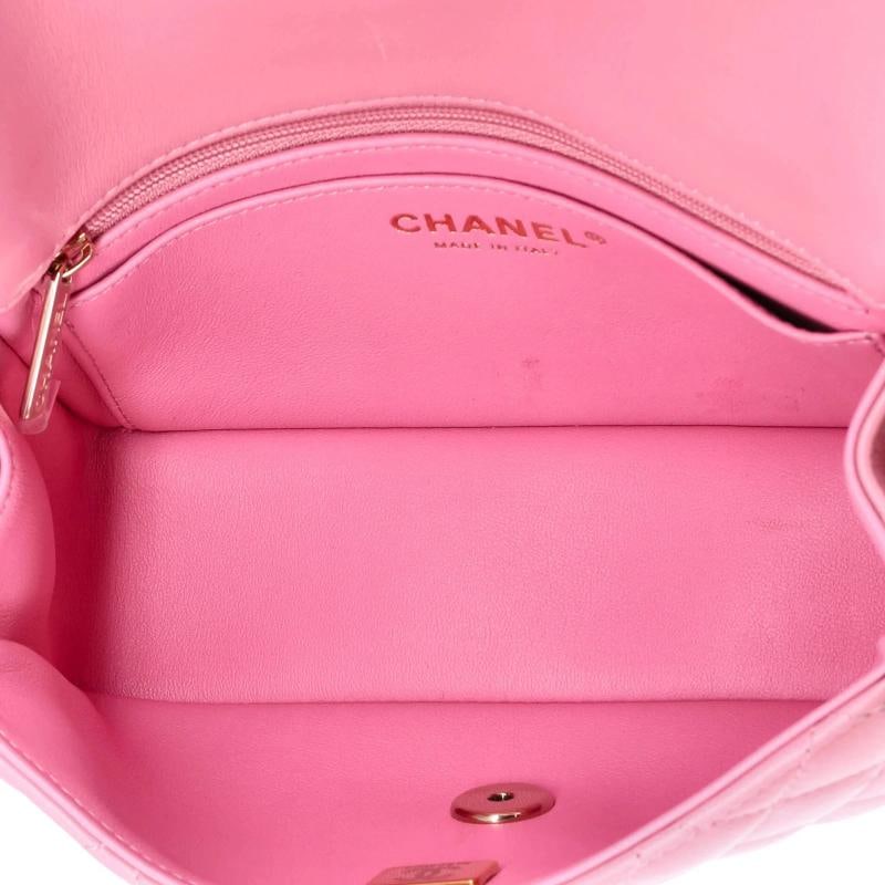 Chanel Classic Single Flap Top Handle Bag Quilted Lambskin Mini - 5