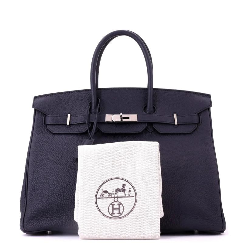 Hermes Birkin Handbag Blue Togo with Palladium Hardware 35 - 2