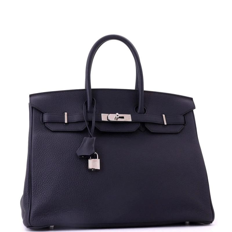 Hermes Birkin Handbag Blue Togo with Palladium Hardware 35 - 3
