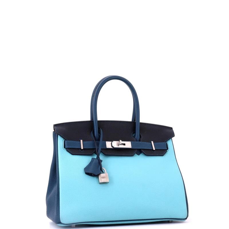 Hermes Birkin Handbag Tricolor Togo with Brushed Palladium Hardware 30 - 3