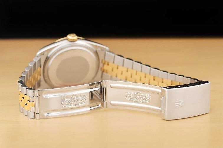 ROLEX MENS DATEJUST 16013 SILVER DIAL 18K YELLOW GOLD STAINLESS STEEL WATCH - 10